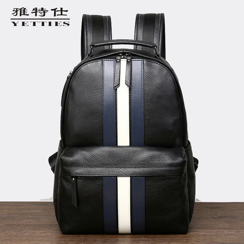 Mochila masculina de couro genuíno, mochila combinando com cores, lazer, viagem, grande capacidade, mochila de viagem de