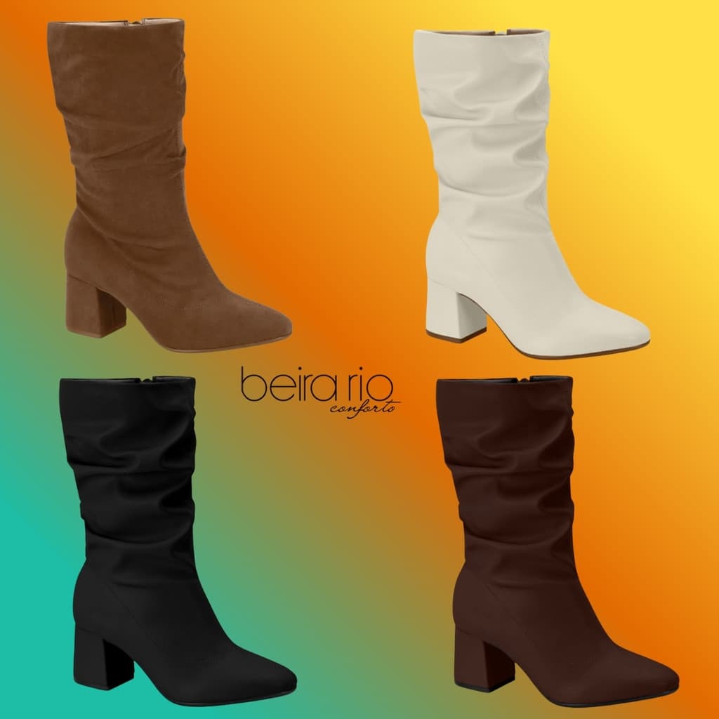 Bota Beira Rio Salto Bloco Cano Alto Plataforma Leve Palmilha Conforto | Lançamento Original !