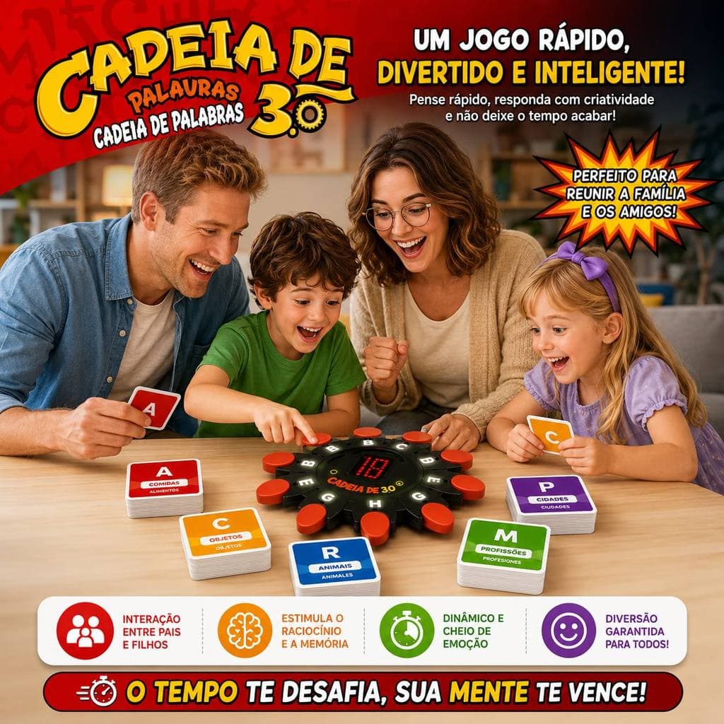 Jogo de Palavras Infantil Cadeia de Palavras 3.0 Raciocínio e Diversão