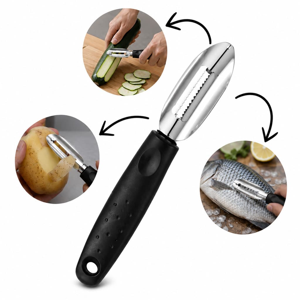 Descascador Legumes Inox Multifuncional Corte Preciso Rápido Refeições com Corte Preciso Sem Esforço