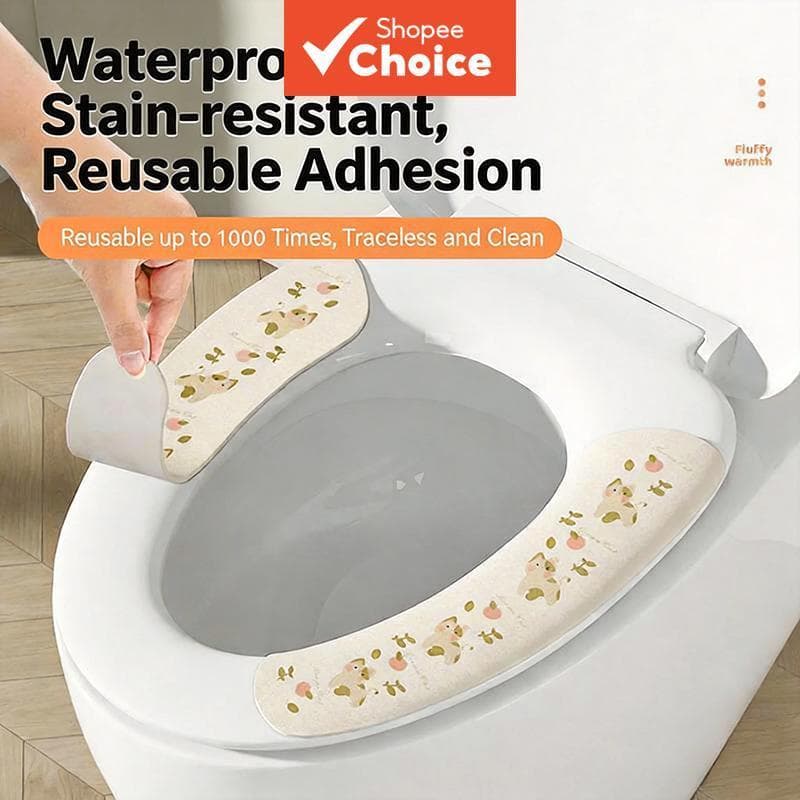 Almofada Adesiva Para Assento De Vaso Sanitário , 3 Pares , Capa De Veludo Lavável E Espessada De Desenho Animado Uso Un