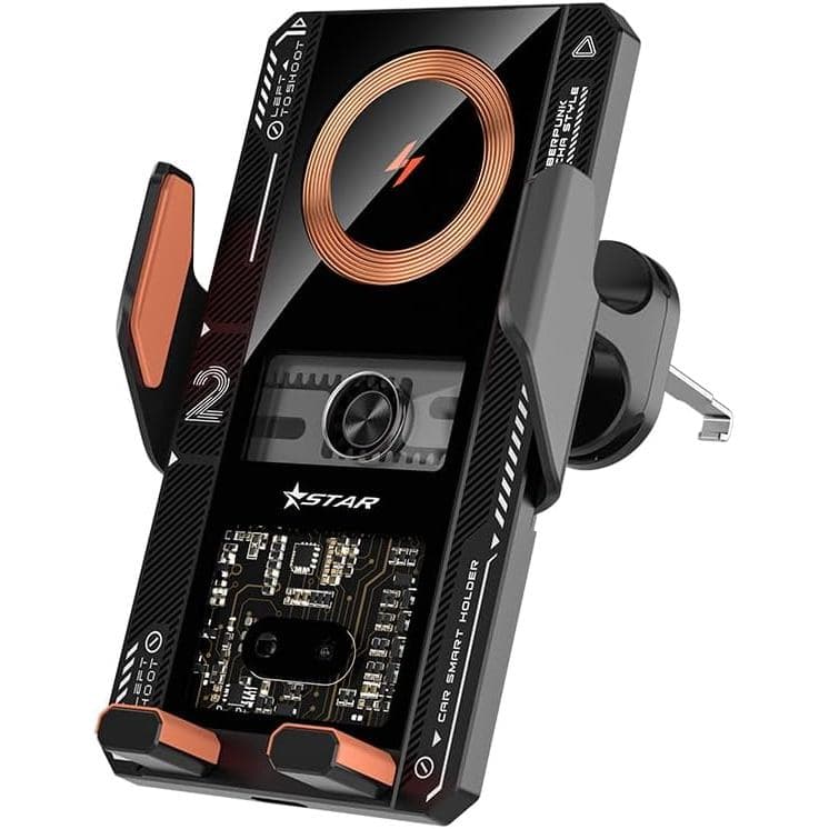 Carregador de Carro Sem Fio T8, Carregador de Carro com Carregamento Rápido Qi de 15W, Suporte para Telefone com Alinham