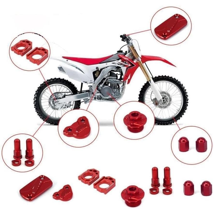 Kit 11 Peças Motocross  Tampão De Válvula  Rim Lock Nuts  Espaçador De Parafusos  CNC CRF250R CR250R