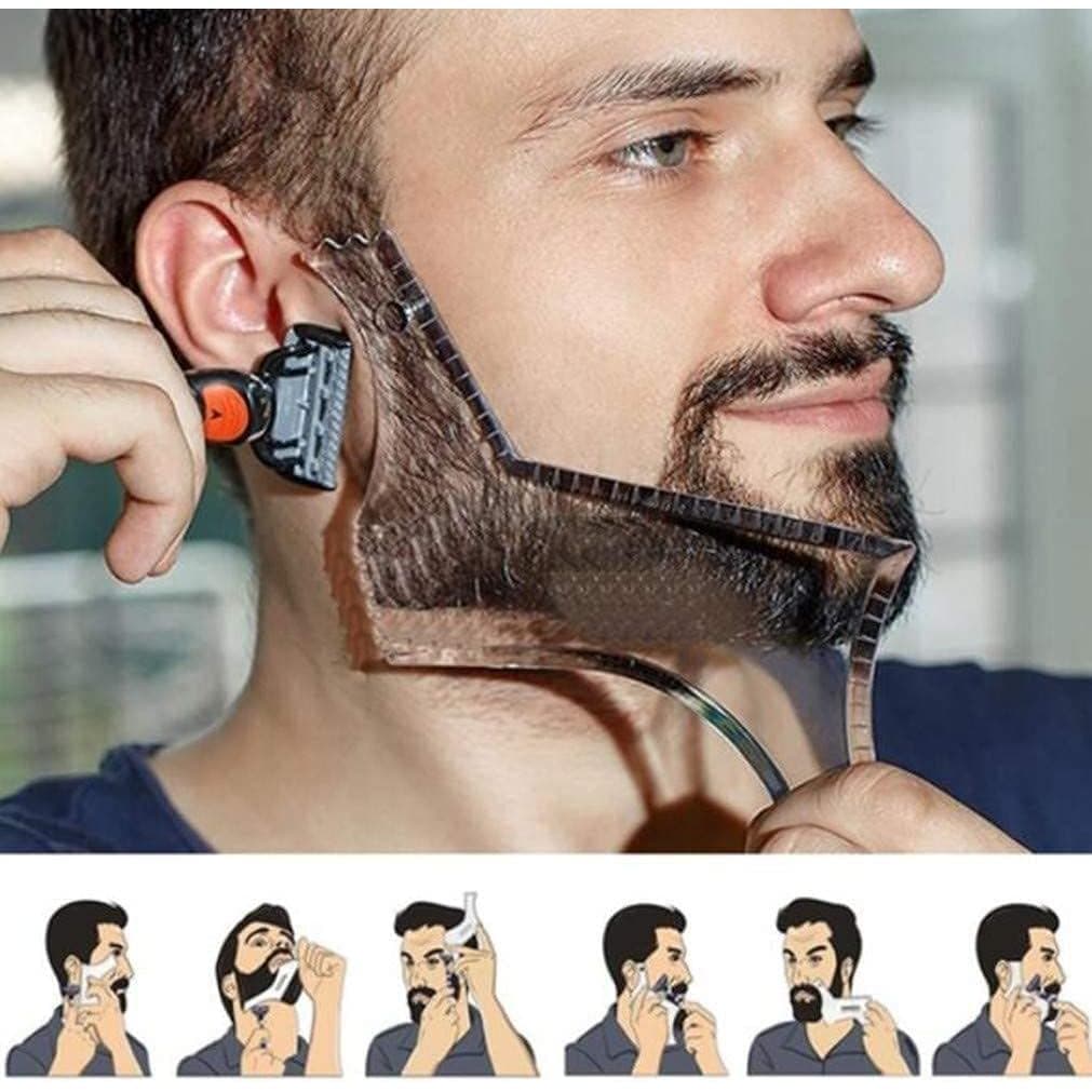 Kit de Cuidado da Barba Masculina, Molde Modelador de Barba com Pente Integrado e Pente para Barba Rala, Ferramenta para