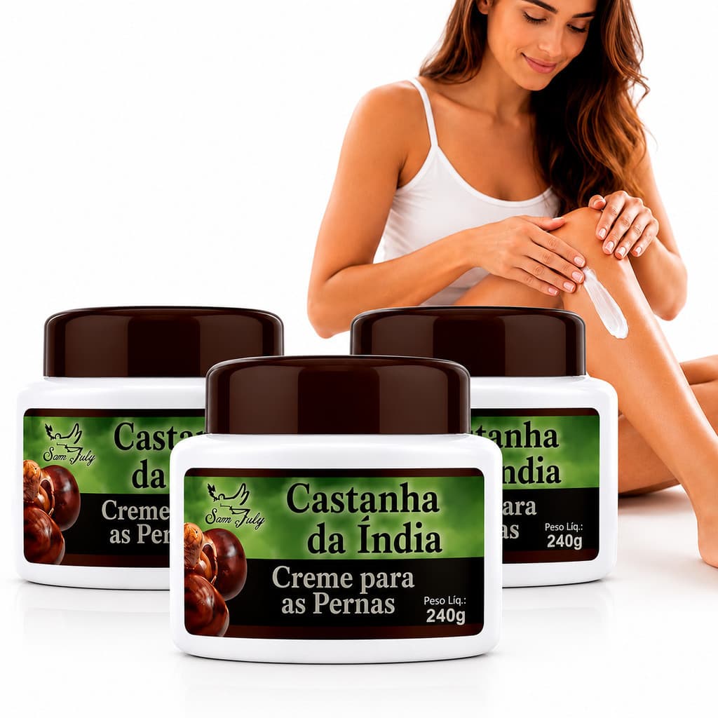Kit 03 Creme Castanha da Índia Varizes Pernas Cansadas Circulação Hidratante Alívio Diário 240g cada