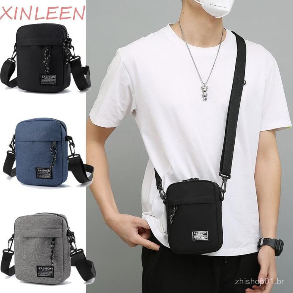 Bolsa Crossbody Masculina XINLEEN , De Ombro Empresarial De Grande Capacidade De Cor Sólida Quadrada Pequena E Leve