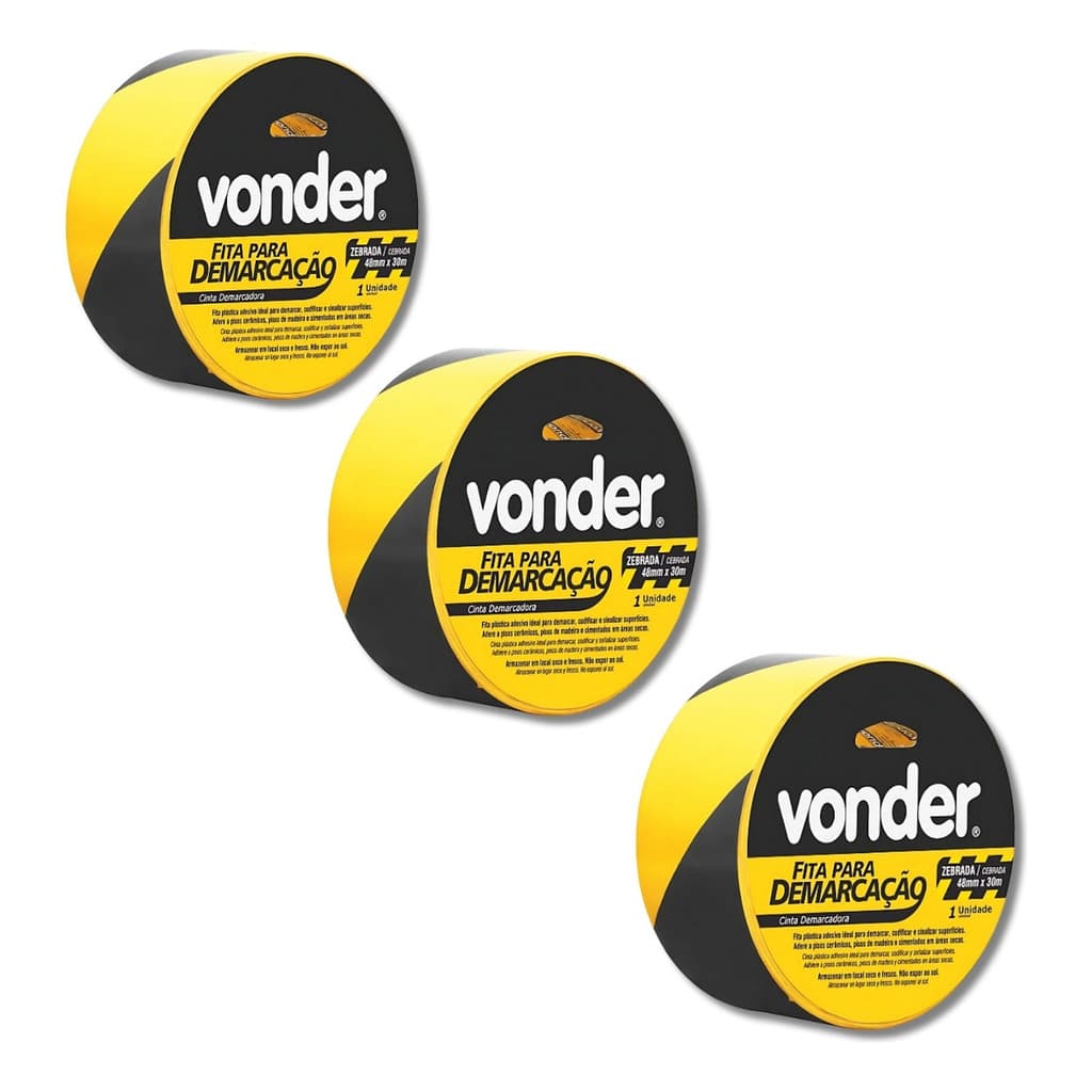 Kit De 3 Fitas Para Demarcar Solo Zebrada - Vonder