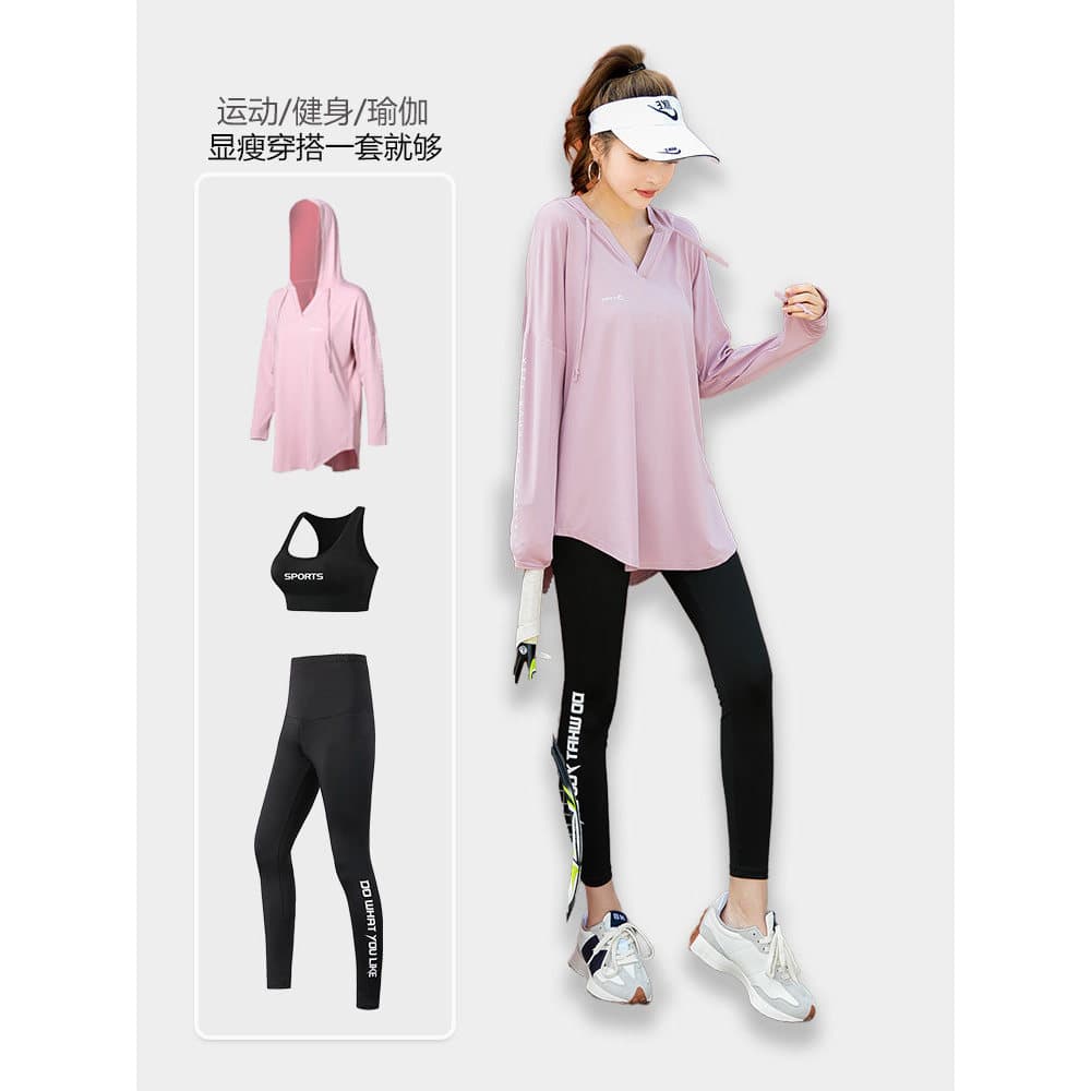 Correndo esportes terno feminino primavera verão 2025 novo estilo ginásio Yoga roupas soltas tamanho grande gordura mm H