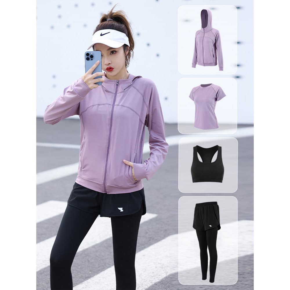 Correndo esportes terno feminino manhã correndo roupas outono 2025 novo estilo solto moda de secagem rápida profissional