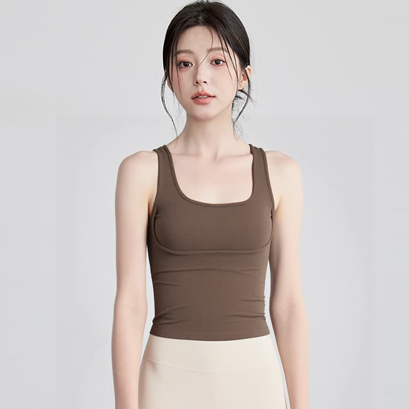 Mao's Fitness Sports Underwear Treinamento Ao Ar Livre Pilates Sutiã com Almofada no Peito Cor Sólida U-Neck Colete de C