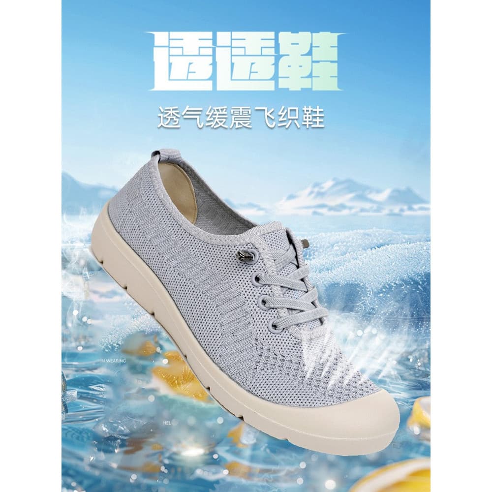 Sapatos femininos casuais de verão, antiderrapantes, malha respirável, confortável, sapatos para idosos de meia-idade, l