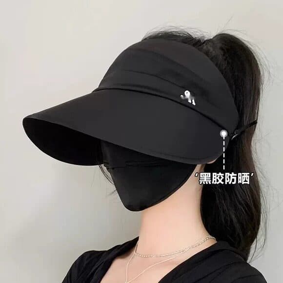 Chapéu de sol feminino 2026 novo estilo verão céu superior balde chapéu gravata rabo de cavalo alto chapéu de sol proteç