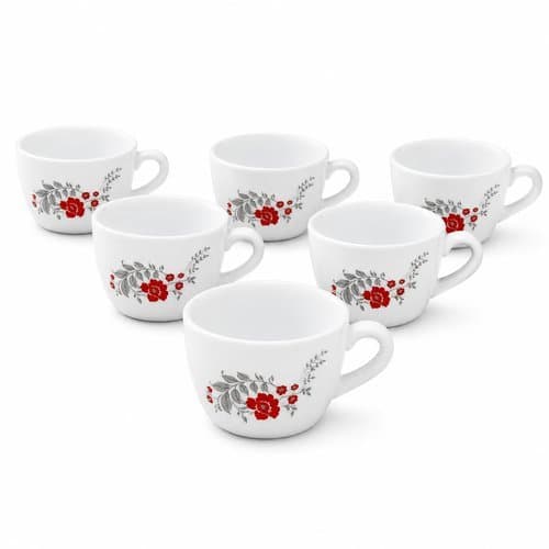 Conjunto Xícaras Café Chá 6 Peças Scarlet Bliss Capacidade 130ml Branca
