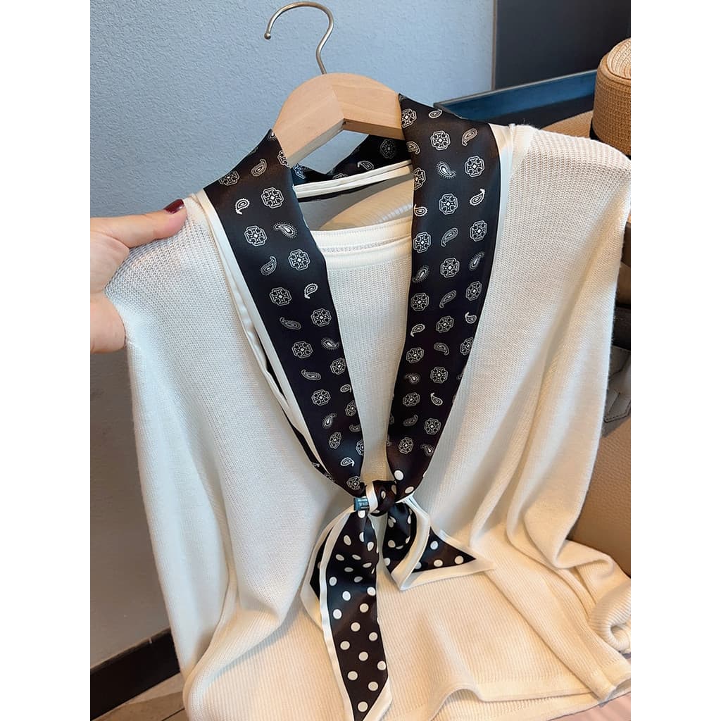 Clássico Retro caju porca gravata cintura lenço de seda dupla camada fita longa primavera verão novo estilo pescoço pret