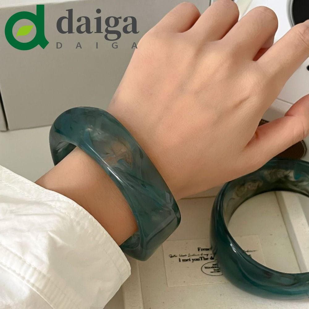 Pulseira Larga Irregular DAIGA , De Acrílico Boêmia Com Design Minoritário , Anel De Mão Retrô Estilo Europeu Americano
