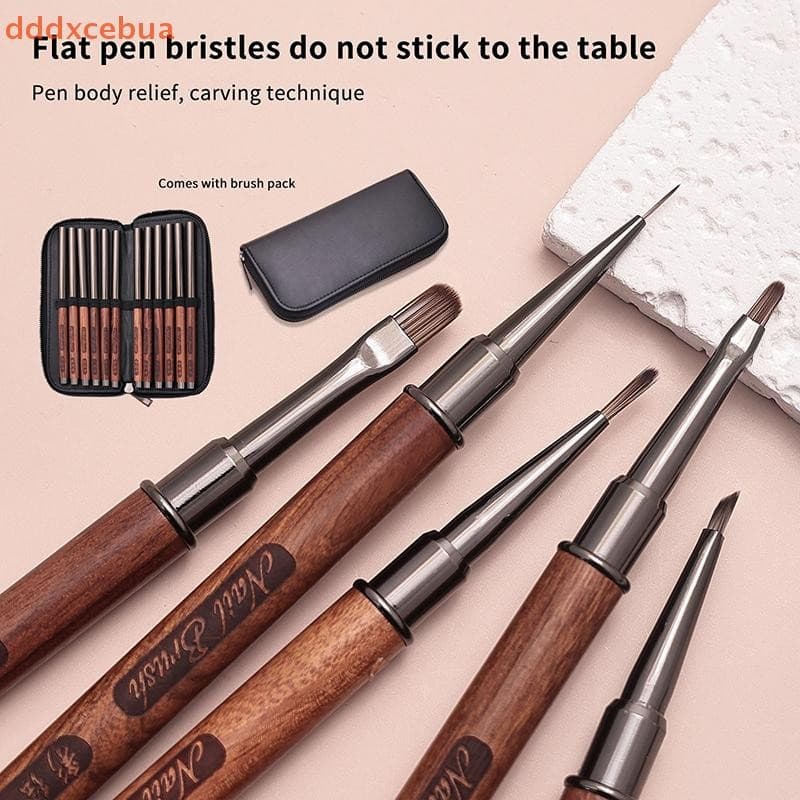 [dddxcebua] Pincéis De Desenho De Unhas Com Cabo De Sândalo Para Linhas De Manicure Pintura Gradiente UV GEL Extensão Co
