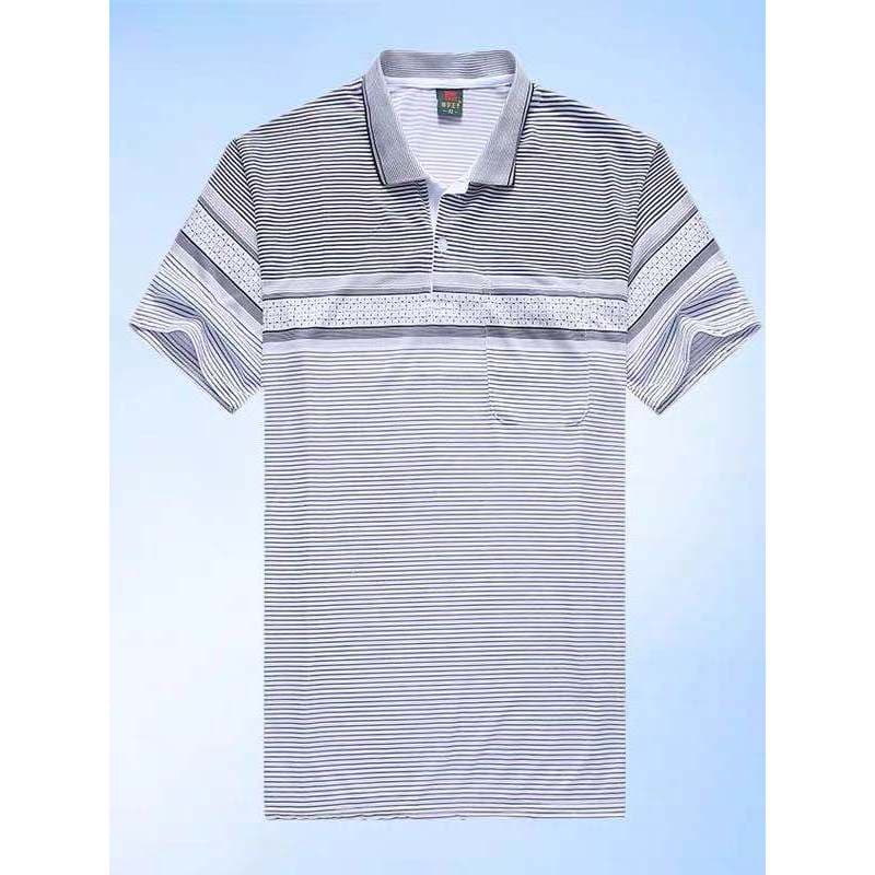 Camiseta masculina de manga curta para idosos de meia-idade, novo estilo, vestido de verão, bolso Real, lapela, Casual,