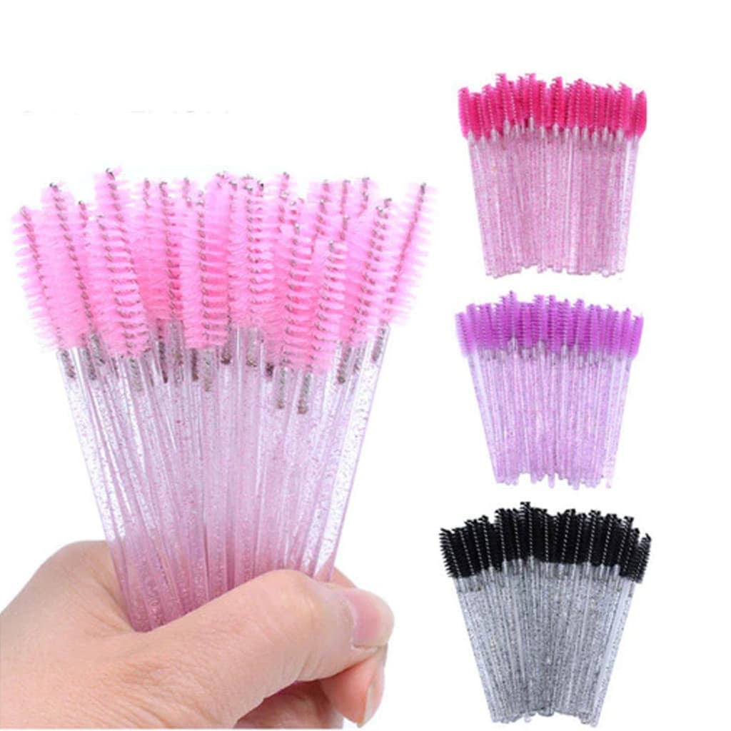 Kit 100 Escovinhas Com Glitter Extensão De Cilios Sobrancelha
