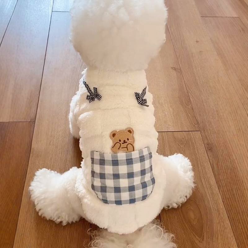 Roupas para cães primavera outono estilo bolso urso moletom Pet Pomeranian Teddy Bichon roupas quentes gato Muppet roupa