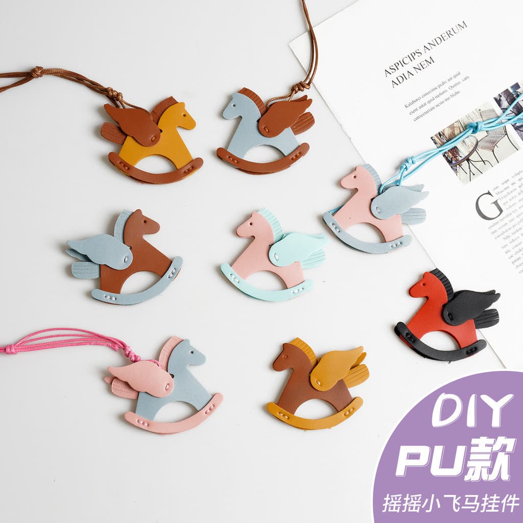 Bens de couro feitos à mão diy Material saco asas cavalo de balanço saco pingente couro do plutônio pônei caseiro pequen