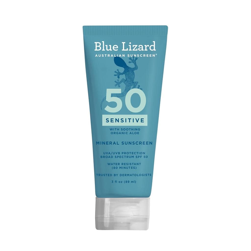 Protetor Solar Mineral SENSITIVE Blue Lizard com Óxido de Zinco, FPS 50+, Resistente à Água, Proteção UVA/UVB com Tecnol