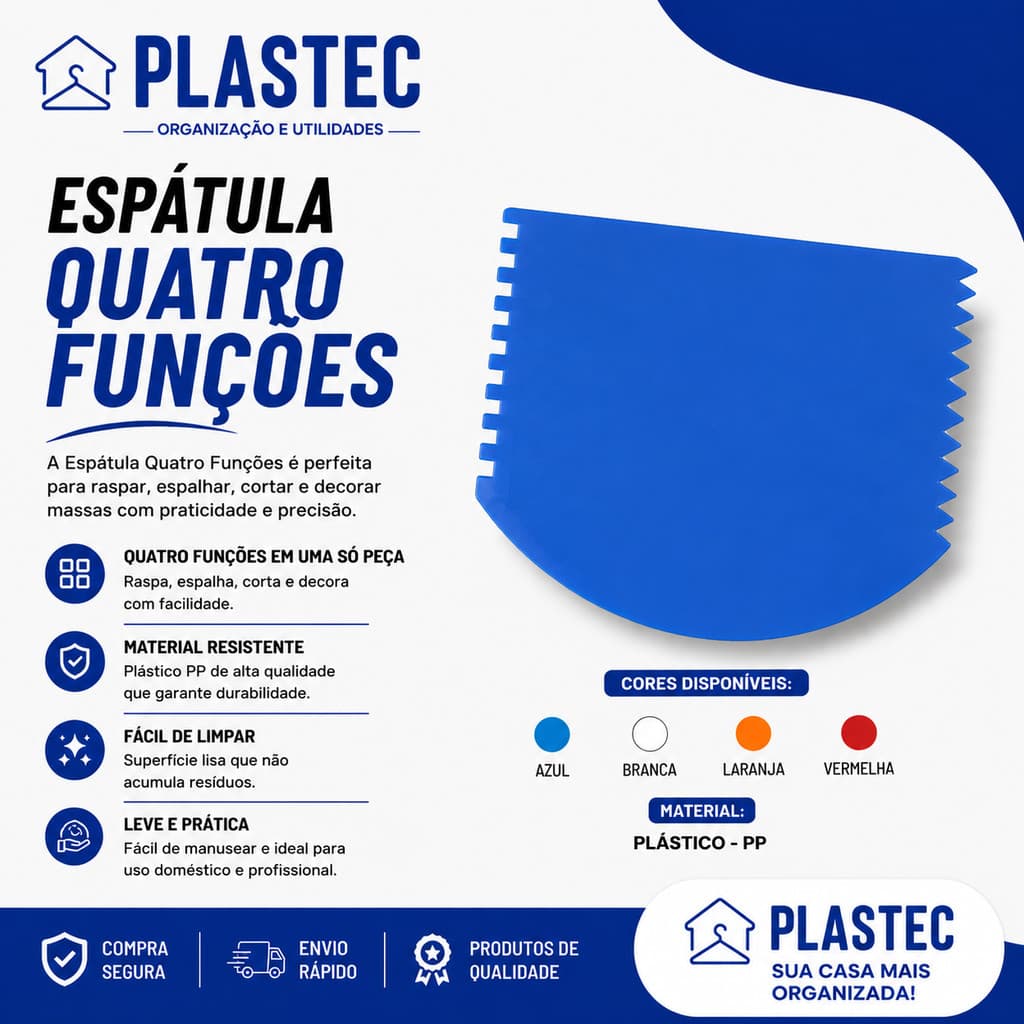 Espátula Meia Lua 4 Funções pasta americana , massas, cremes e decorações