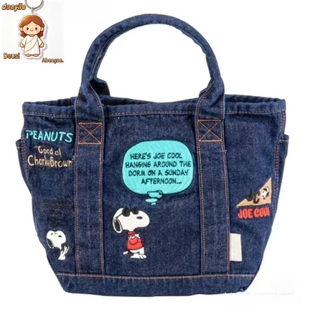 Bolsa de Mão das mulheres Compras Snoopy Impressão Cosméticos Canvas Travel Wash Small Tote