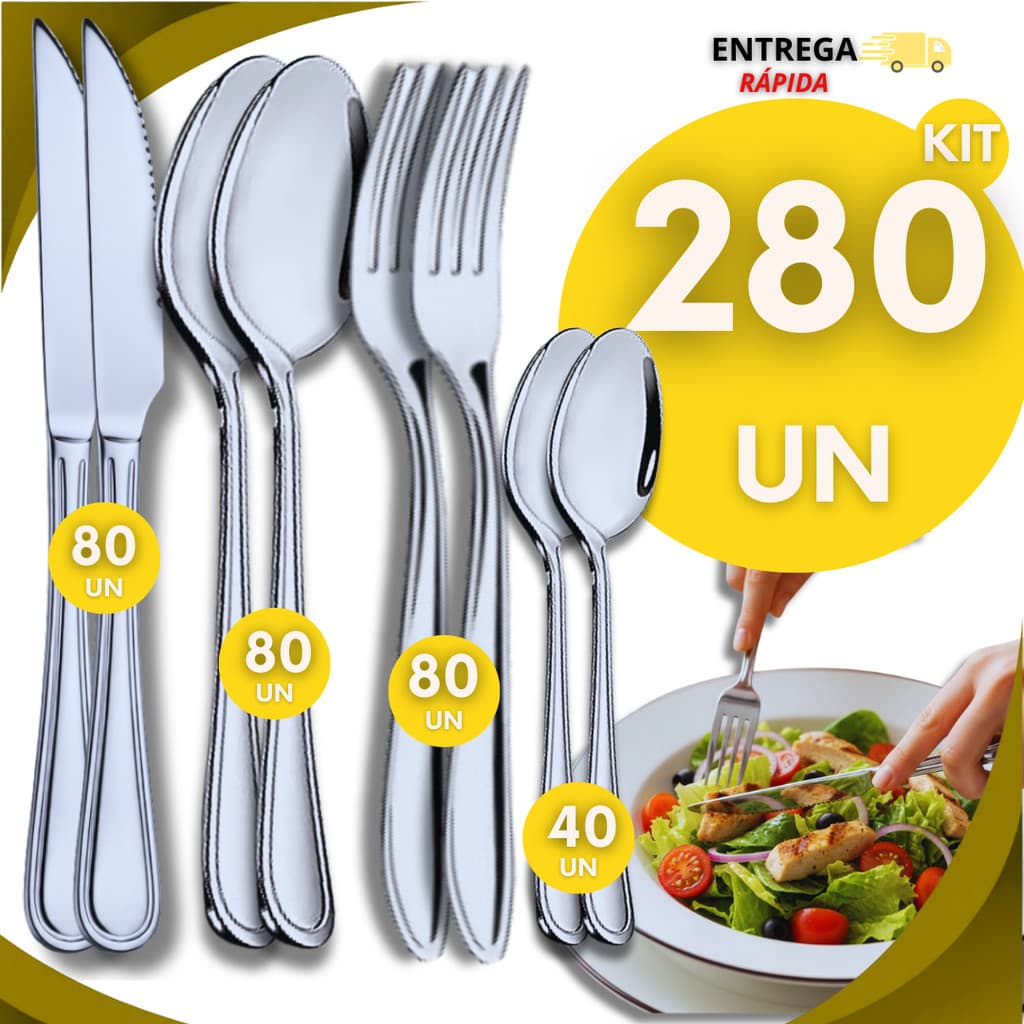 Jogo Talheres De Mesa Garfo Faca e Colher De Mesa e Sobremesa Inox Ideais Para o Dia a Dia