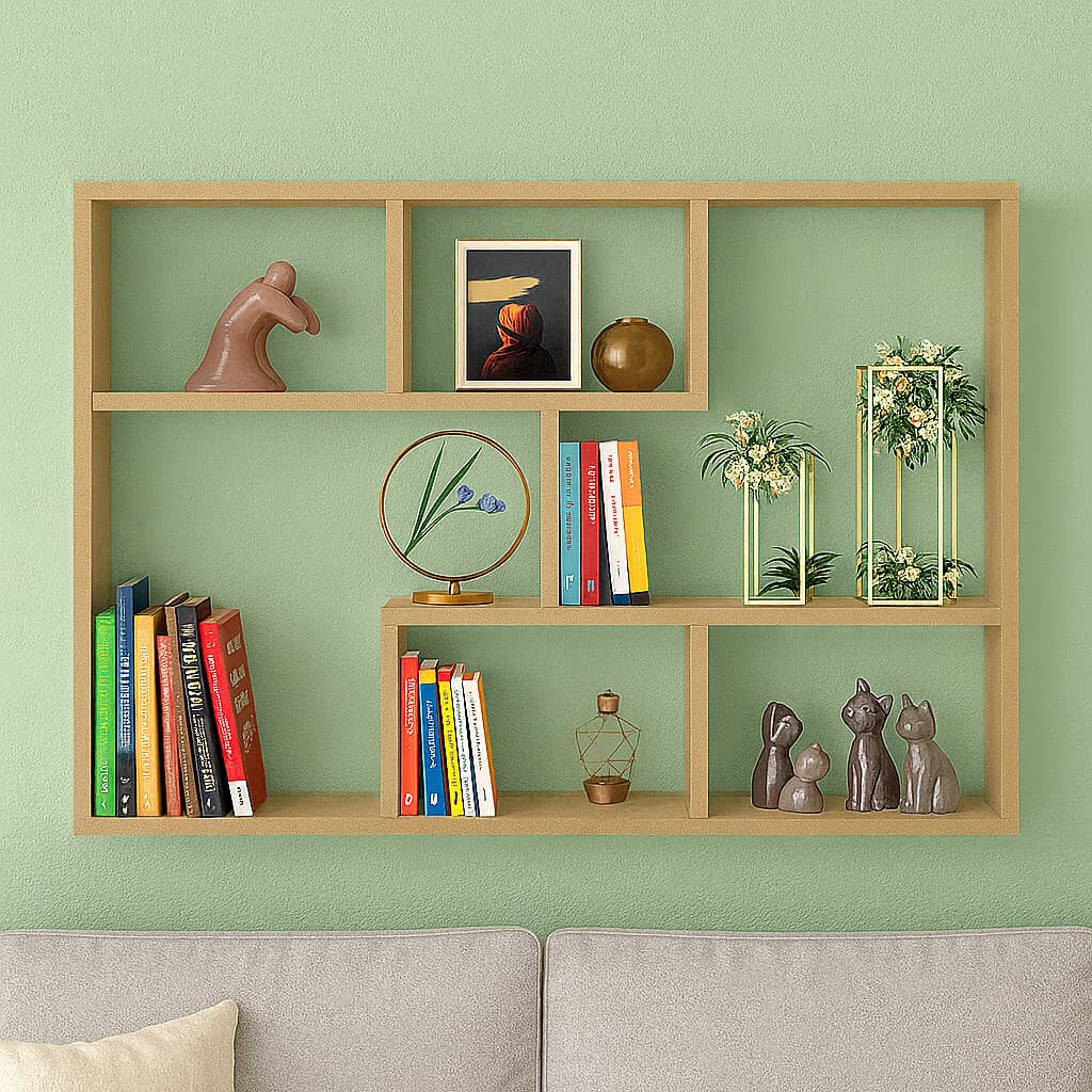 Prateleira decorativa 80x90x18cm mdf cru porta livro sinanue
