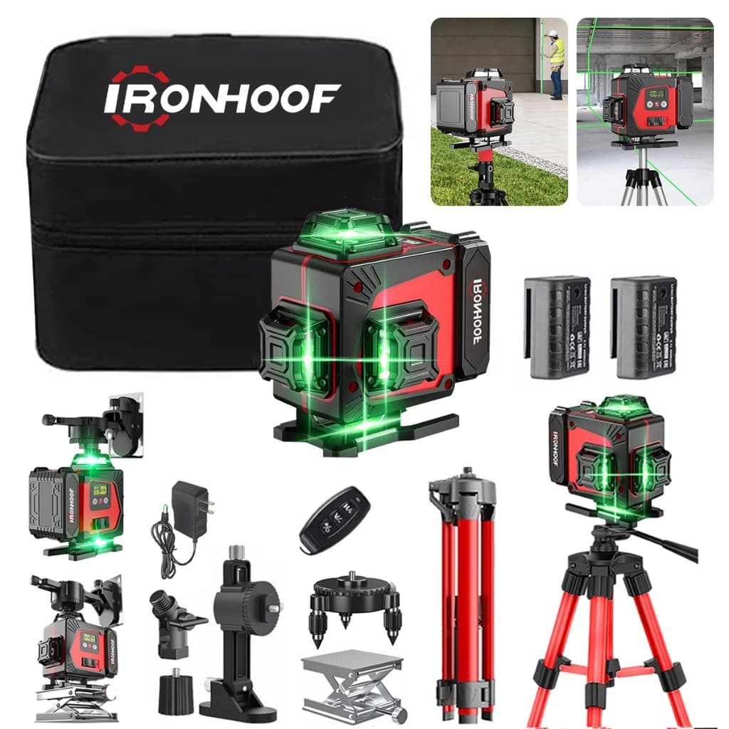 Nivel A Laser 16 Linhas com tripé Verde Profissional 360 Grau 4D