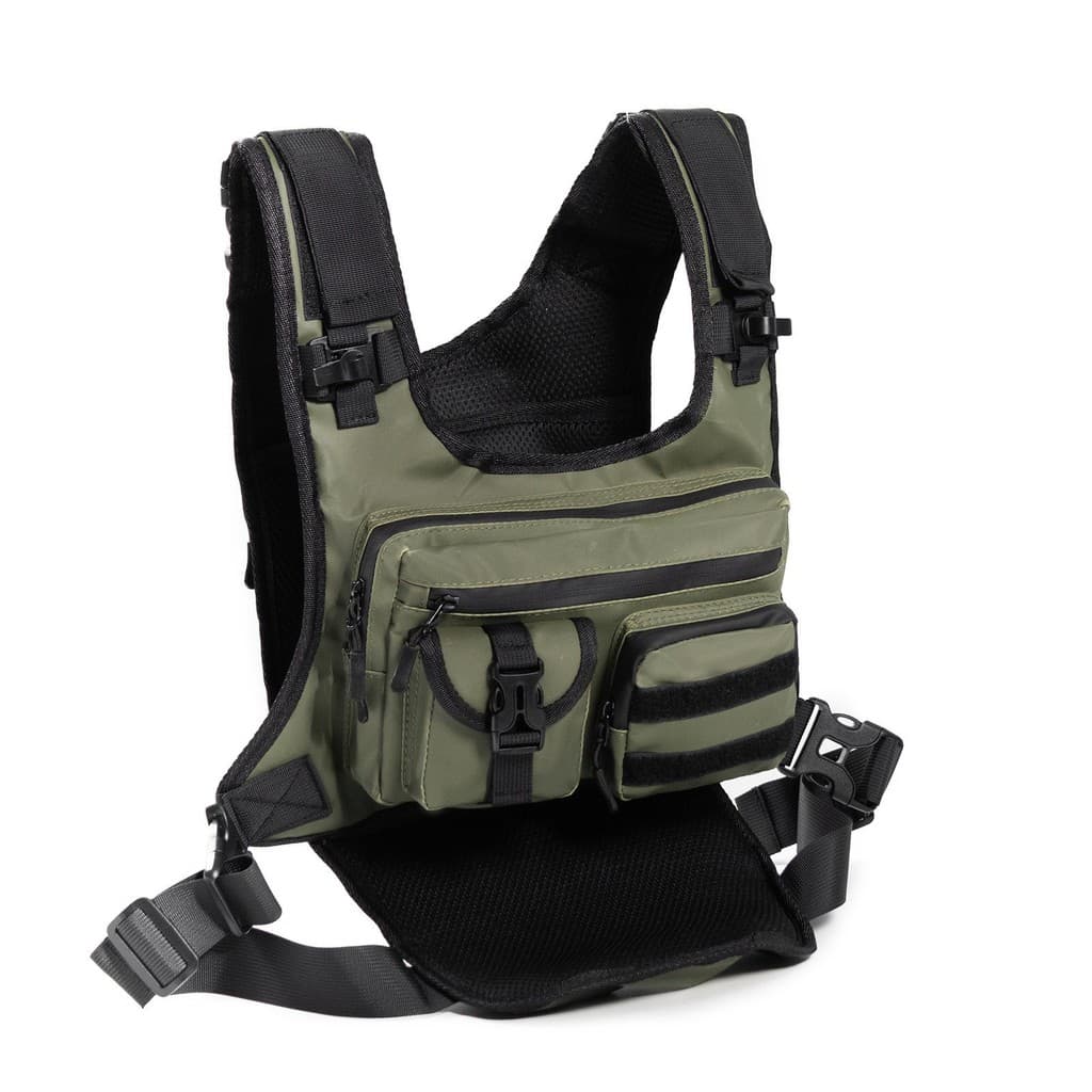 Estoque pronto novo estilo ao ar livre tático saco de peito multifuncional colete Multi-bolso esportes correndo colete c