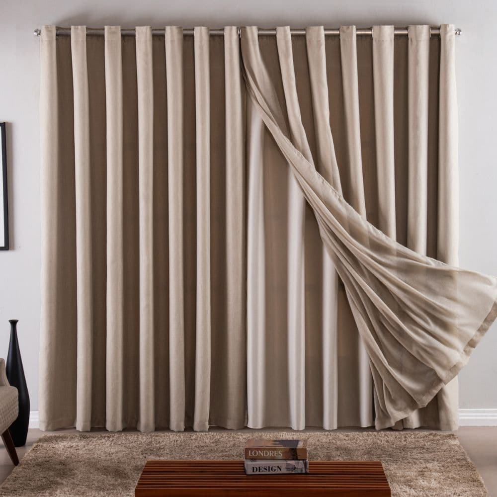 Cortina Voil de Linho Forro Blackout 100% Veda Luz 3m, 4m, 5m, 6m, 7m, 8m Tecido Grosso Alto Padrão