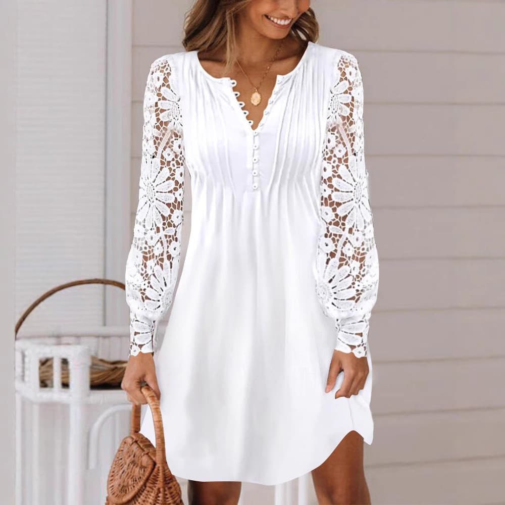 Independent Station 2025, nova coleção primavera verão, vestido feminino de renda de manga comprida, moda internacional