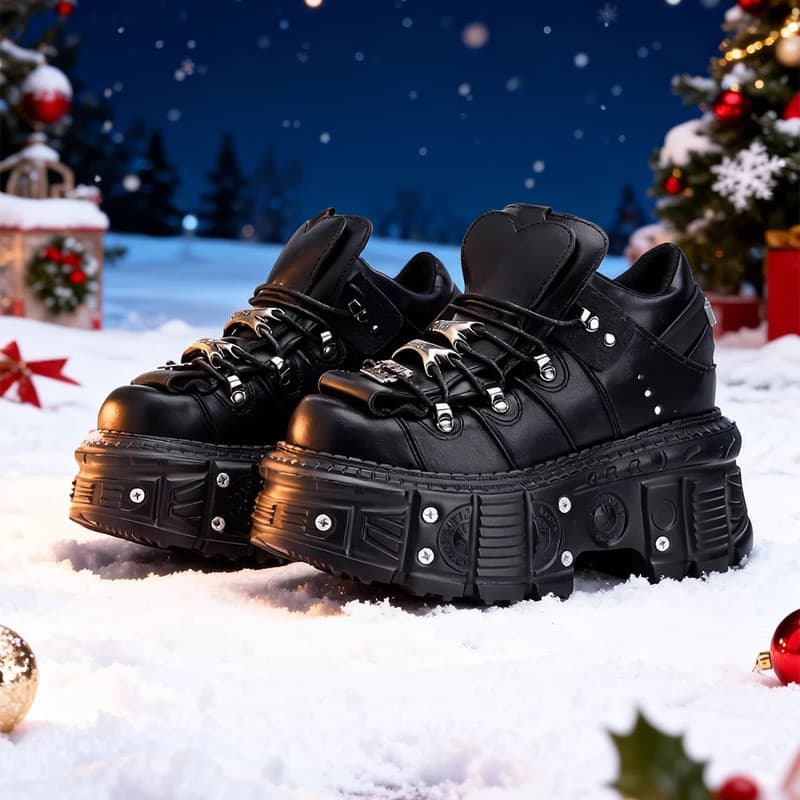 Novos Sapatos Femininos Estilo Punk 2025, Com Cadarço, Salto de 6CM, Sapatos de Plataforma, Botas de Cano Curto Góticas,