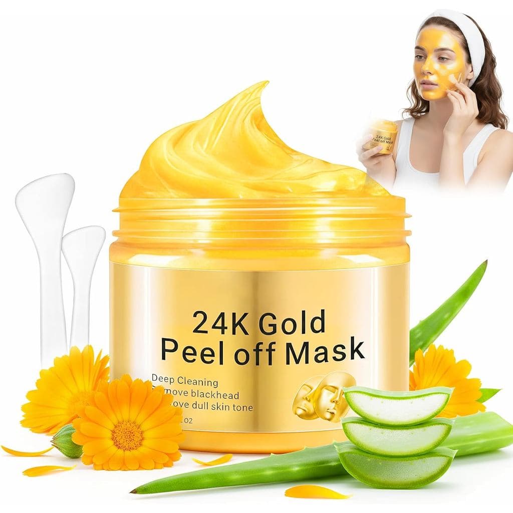 Máscara peel-off de ouro 24K, máscara de limpeza, máscara hidratante facial, contém colágeno e ácido hialurônico, firma