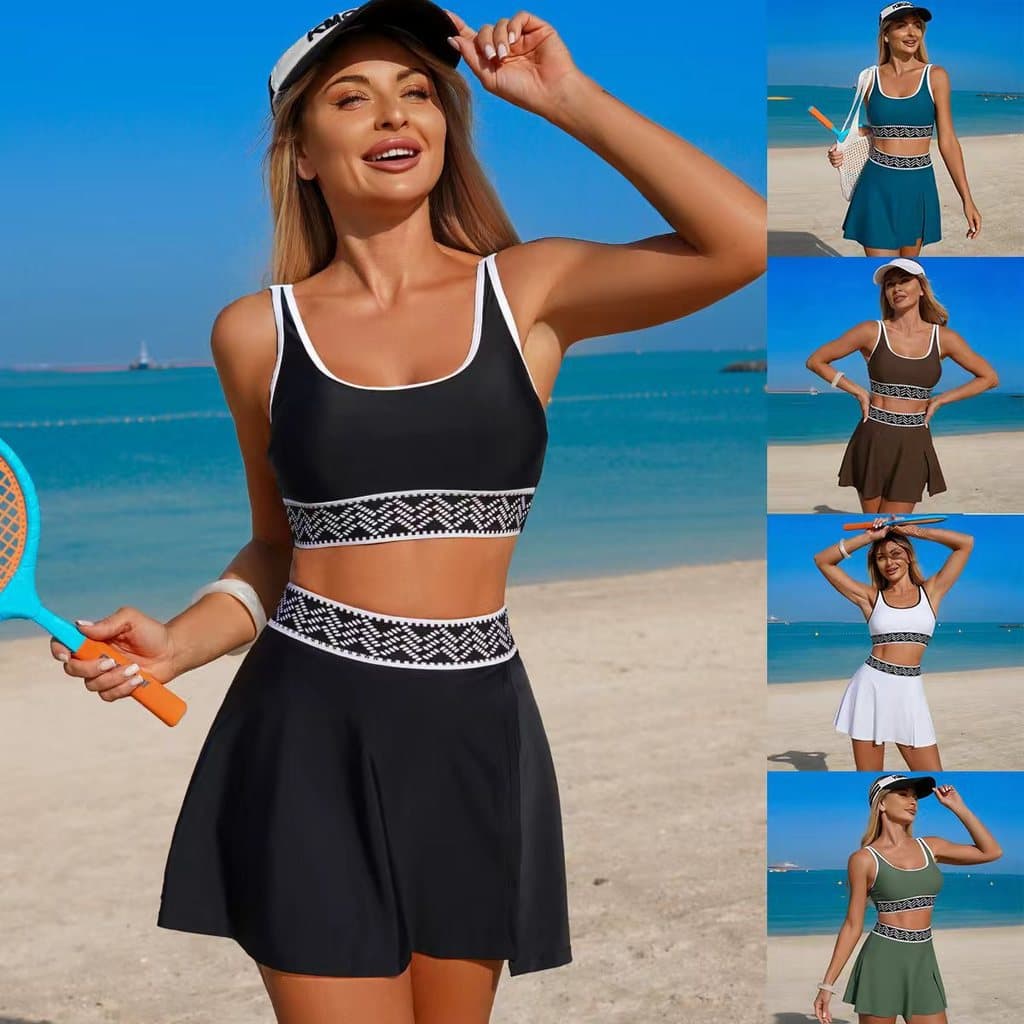 2026 novo estilo Split maiô feminino cor sólida Webbing maiô praia férias