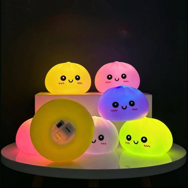 [Hdr] Squishy Dumpling LED Night Light Pressable Stress Relief Toy Regulável Luz Quente Lâmpada De Cabeceira Para Crianç