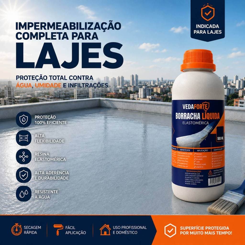 Borracha Líquida Veda Forte Impermeabilizante Alta Flexibilidade 500ml