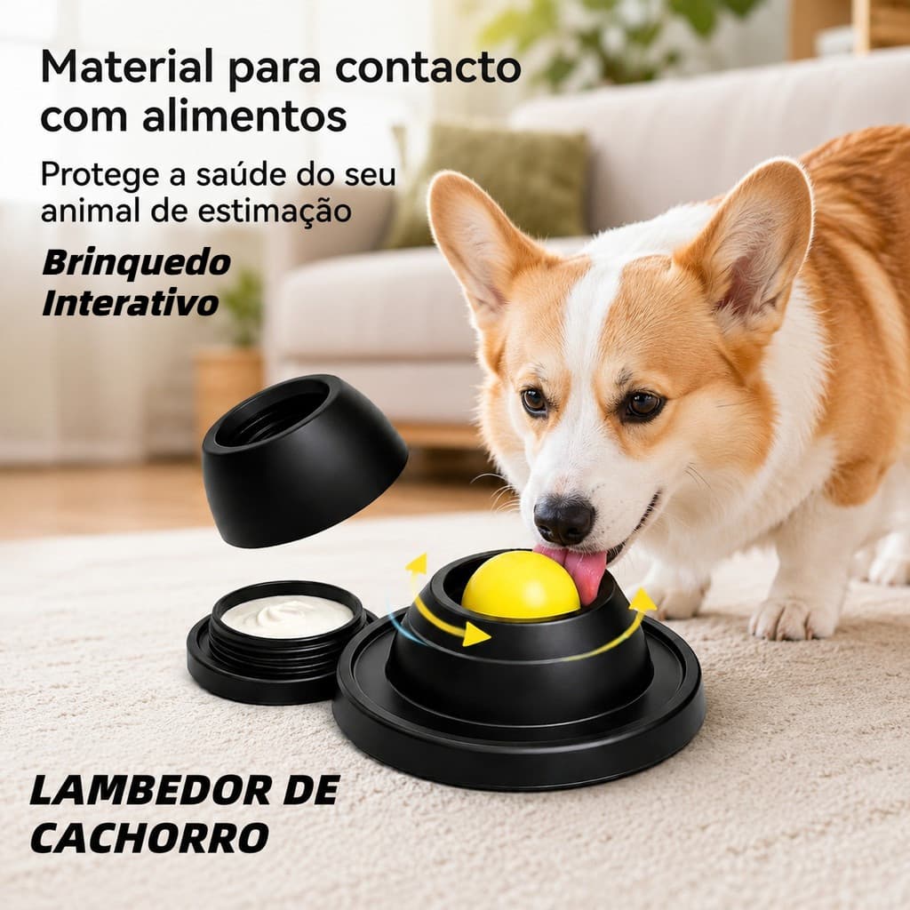 Lambedor Pet Comedouro de Lamber Interativo Bolinha Giratória Brinquedo para Cachorro Cães Alimentar Anti Estresse
