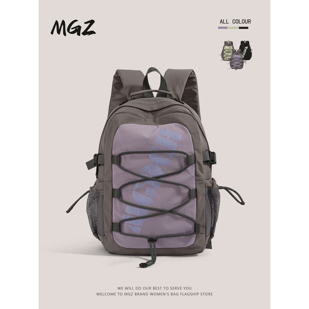 MGZ bolsa de montanhismo feminina, cor contrastante, grande capacidade, leve, mochila, estudante universitário, computad