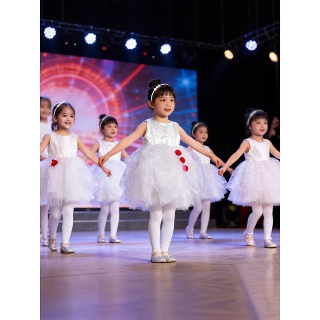 Saia Puff desempenho traje dia das crianças 6 desempenho traje vestido princesa lantejoulas vestido menina gaze vestido