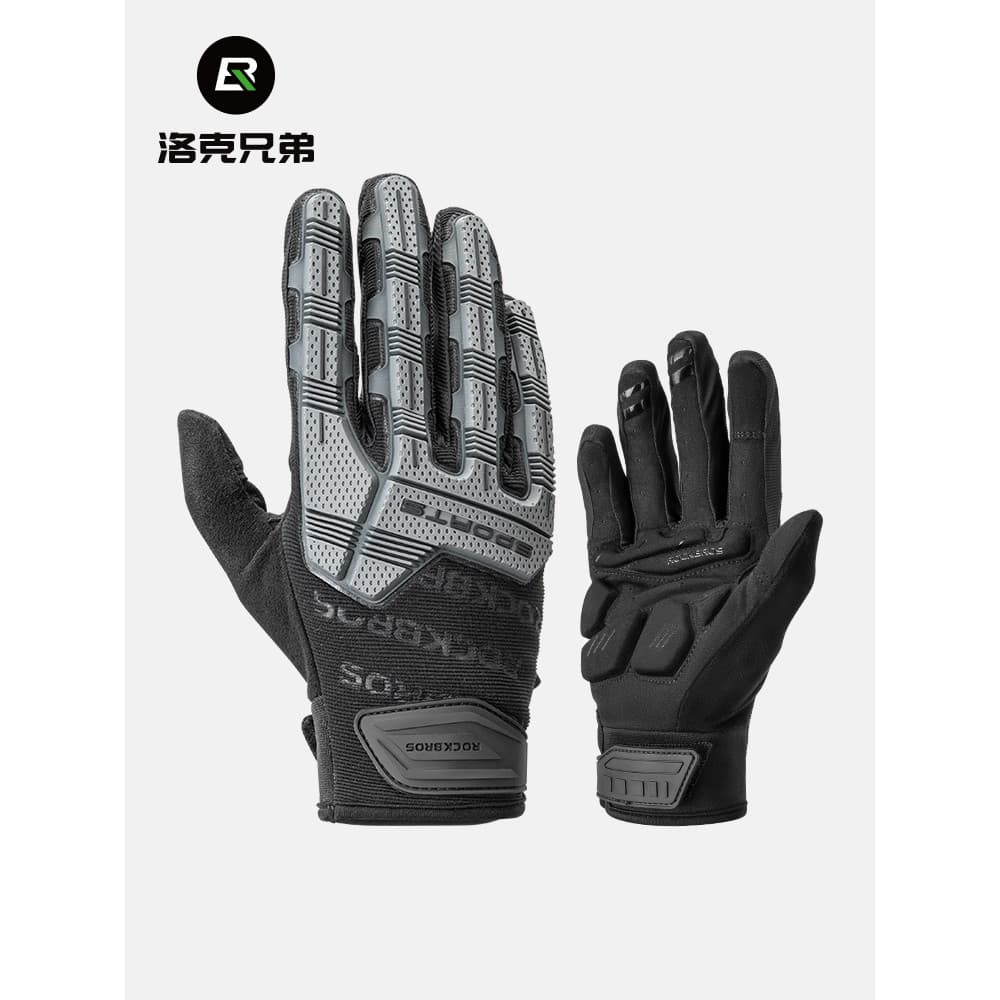 Rock irmãos luvas de ciclismo motocicleta bicicleta elétrica motocicleta dedo longo masculino Silicone quente primavera
