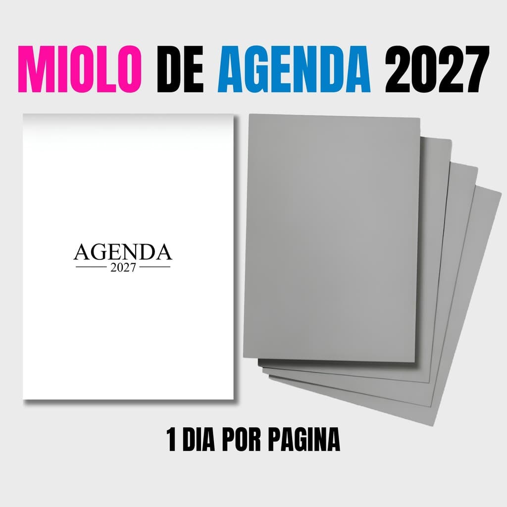 10 Miolo De Agenda 2027-1 Dia por página/ 350 Páginas + Capa dura / Impresso no A5