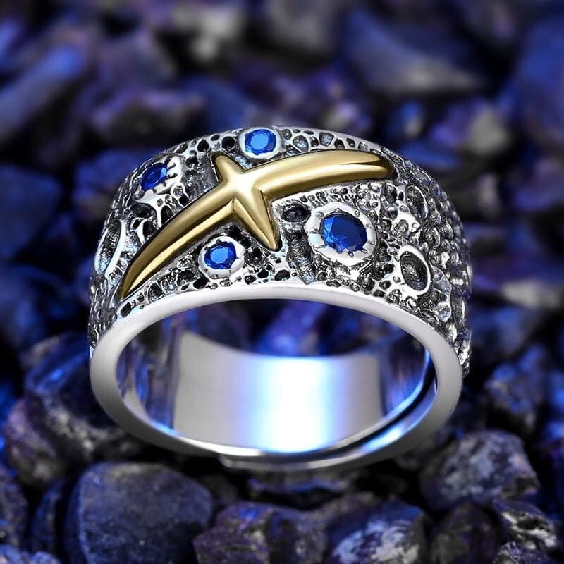 S925 prata senha Bluestone anel masculino prata esterlina único dominador na moda Original céu estrelado artesanal mascu