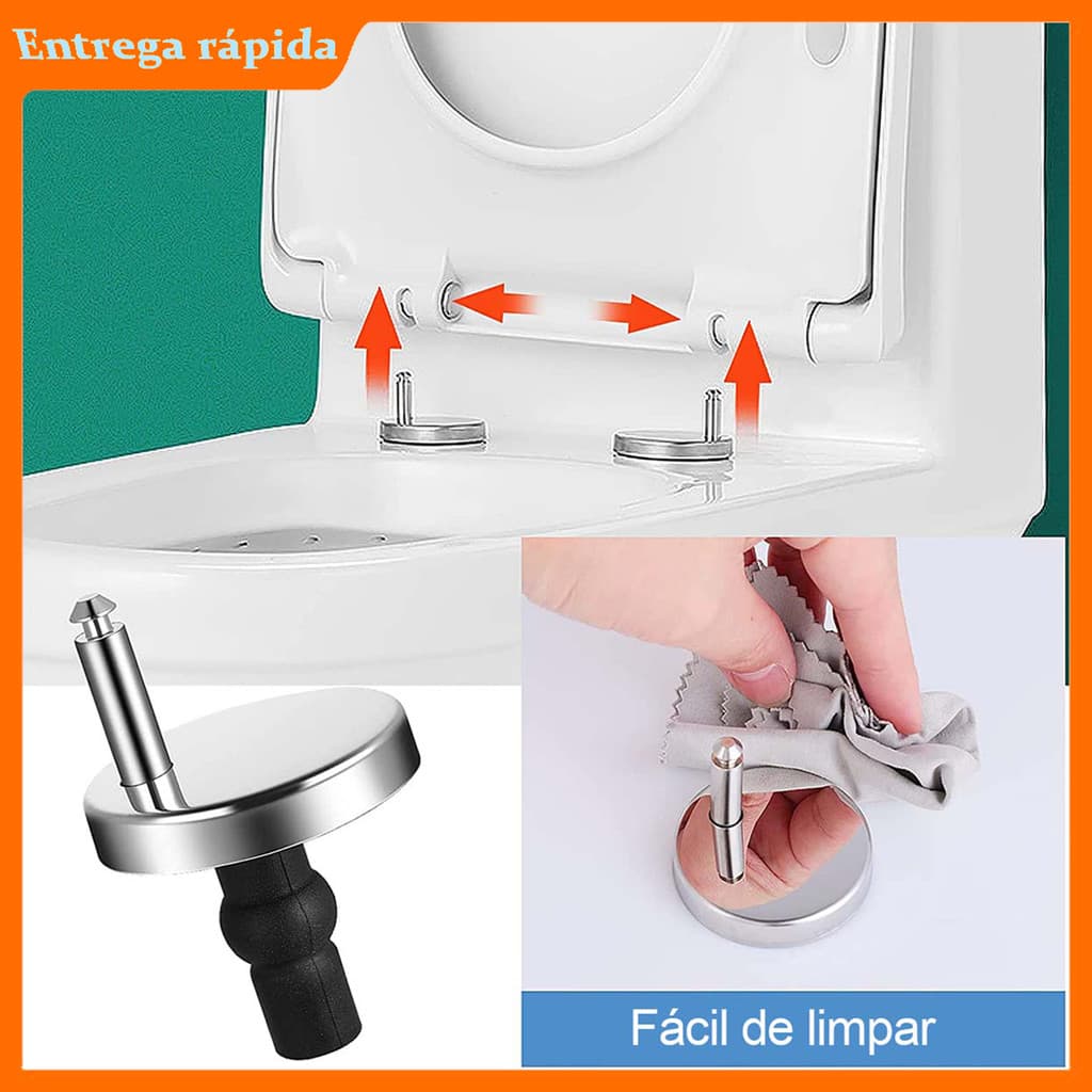 Dobradiça de Reposição para Tampa de Vaso, Kit Fixação Superior Fácil Instalação