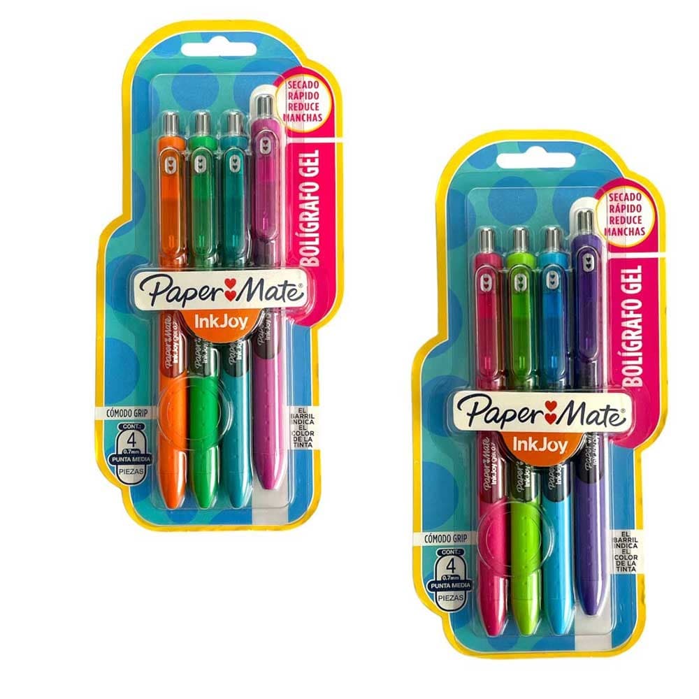 Caneta Gel InkJoy Gel RT 0.7mm Retrátil c/ 4 Cores - Paper Mate