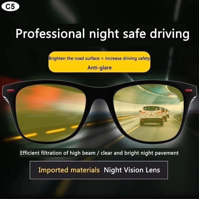 Óculos de Sol com Visão Noturna, Armação de PC, Óculos de Sol Polarizados para Homens, Óculos de Sol para Esportes ao Ar