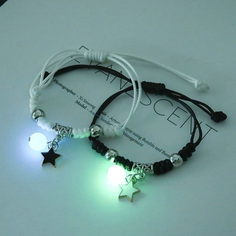 2 Pçs/SET Luminosa Pulseira Tecido Ajustável Moda Casais Pulseiras Acessórios De Jóias Dos Homens Das Mulheres