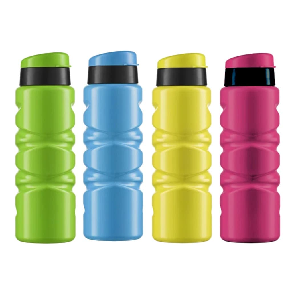 Kit 4 Squeezes Plástico BPA Free Style 750ml Fluor Azul Rosa Verde Amarelo