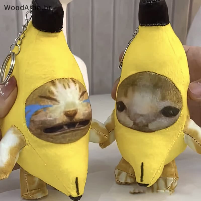 WoodAron Novo Pingente Banana Cat Plush Crying Funny Keychain Car Bag Porta-Chaves Acessórios Presentes Para Criança br